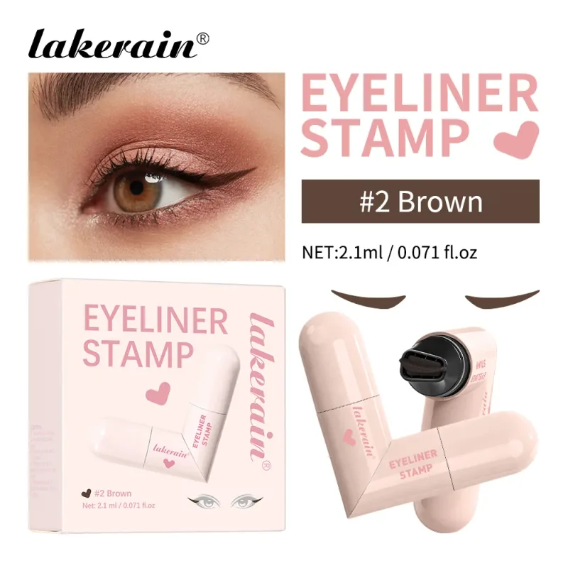 Lakerain Eyeliner timbre motif coeur doublure de précision couleur longue durée Portable Eye Liner essentiel pour les débutants en maquillage