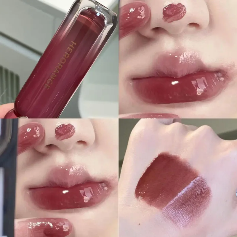 Smoked Grape Purple Red Lip Glaze Mirror Water Lip Gloss Moisturizing Liquid Lipstick Clear Tint Makeup Korean Women Cosmetics