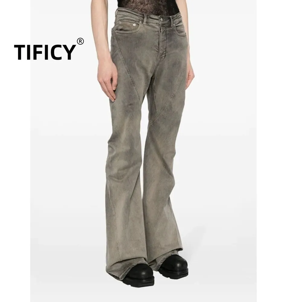 High Street Flare Jeans Men's Gray Denim Pants — image 4