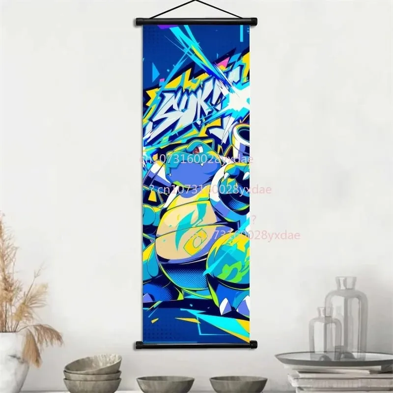 Anime-gedrucktes Pokemon-Poster, Cartoon-Wandkunstwerk, Gengar, Eichhörnchen, Bulbasaur, Pikachu, Hängerolle, Familienzimmer-Dekoration — image 14
