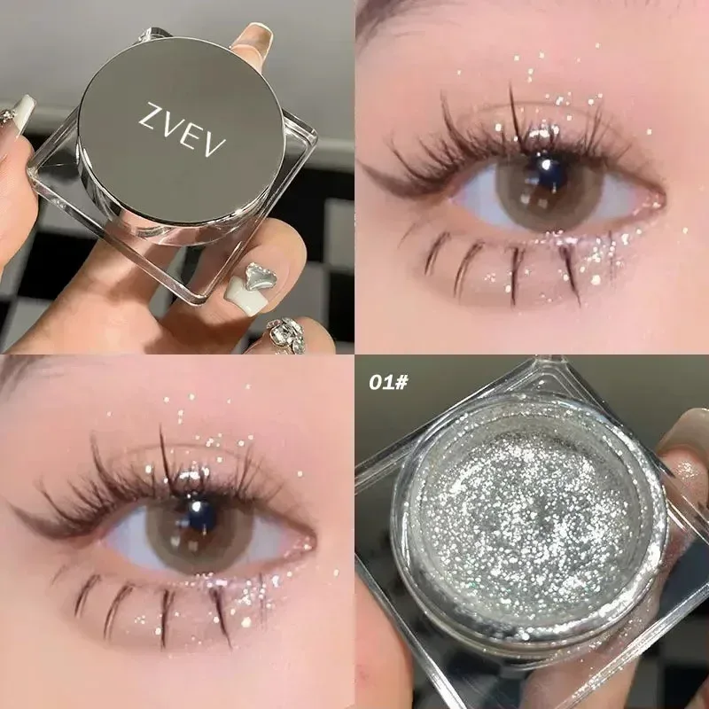 Fard à paupières en Gel liquide, paillettes perlées, surligneur pour le corps, diamant monochrome scintillant, ver à soie, paillettes brillantes, séchage rapide