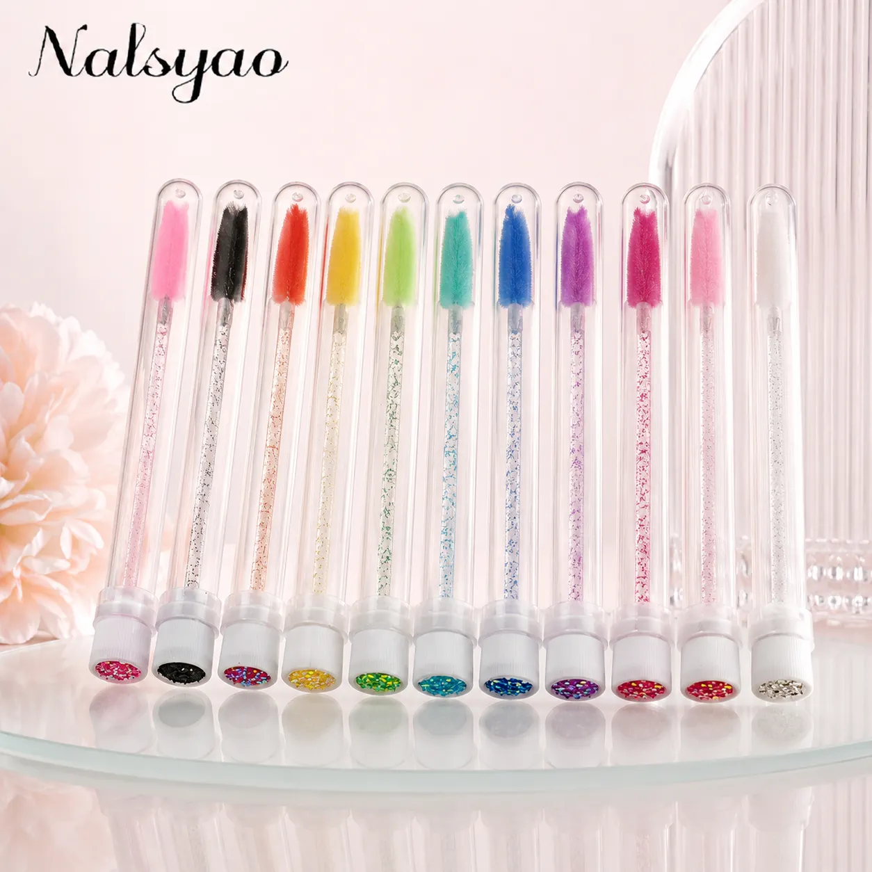 일회용 마스카라 완드 눈썹 브러시 애플리케이터 속눈썹 브러쉬 50pcs 속눈썹 연장 용 재사용 가능한 속눈썹 브러시 튜브 — image 2