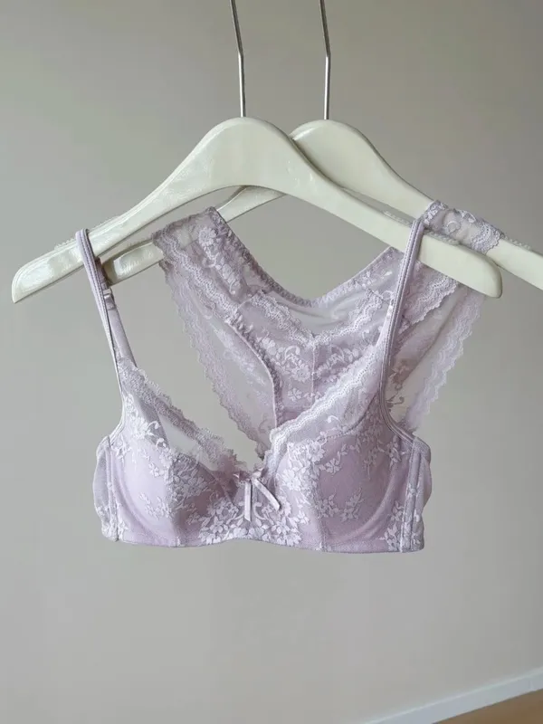 Reggiseno con ferretto in pizzo stile francese | Reggiseno push up a mezza coppa, busto grande, set intimo estivo leggero e dimagrante anti-cedimento BANERDANNI — image 8