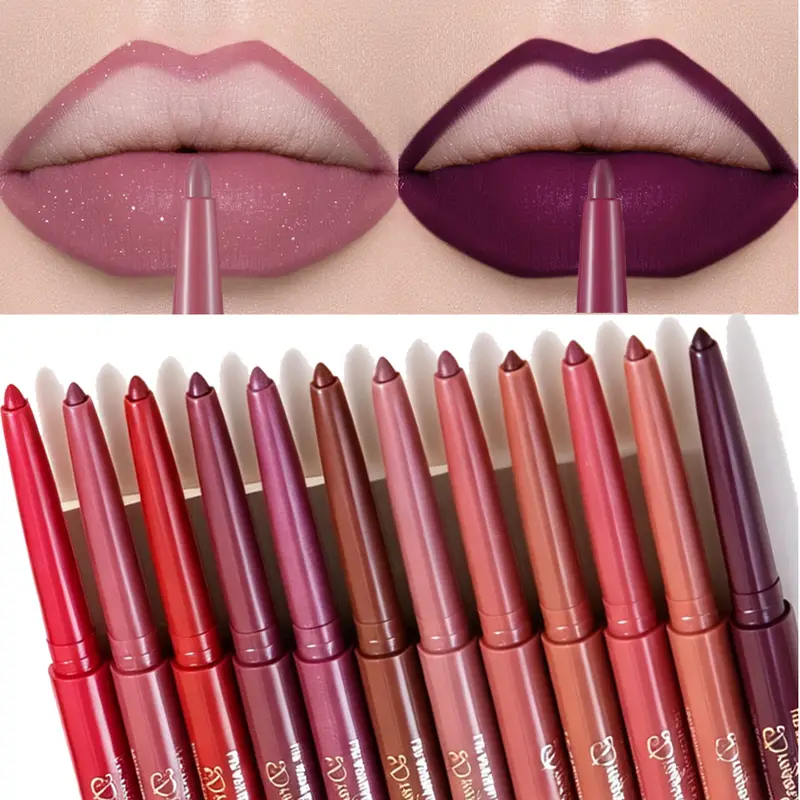 Matita per labbra luccicante pastello opaco matita per labbra impermeabile a lunga durata pasta di fagioli nudi rossetto rosso velluto contorno labbra trucco — image 2