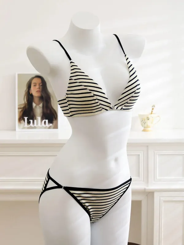 Kvinder Front lukning BH Sæt Sommer Tynd Let Bomuld Fransk Trekant Skål Rygløs Beauty Back Lingeri dragt til lille bryst S-XL — image 12