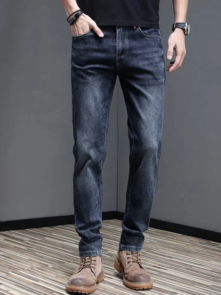 Men's New Stylish Embroidered Back Pocket Slim Fit Stretchy Jeans European Style Versatile Long Trousers — image 3