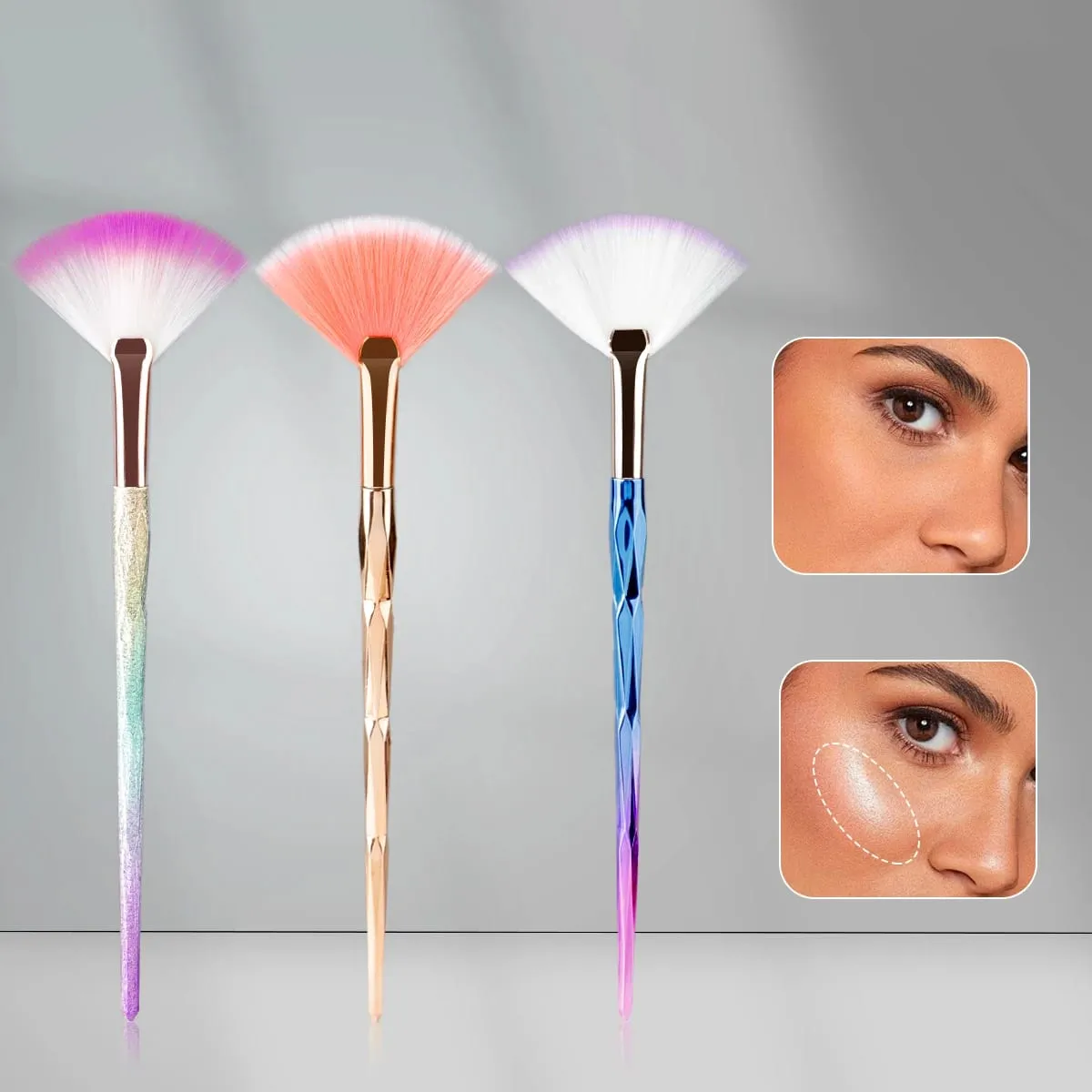 1ks Nové praktické štětce na obličej Vějířové štětce na make-up Měkké přenosné štětce na masky Kosmetické pomůcky pro dámy Dívky Nail Charm Beaut — image 4