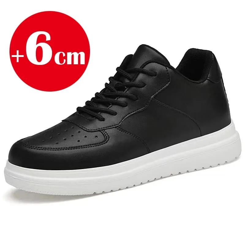 2026 nuevos zapatos con aumento De altura para Hombre, Zapatillas con elevador Invisible De 8cm, Zapatillas deportivas De cuero blanco para Hombre, talla grande 46 — image 7
