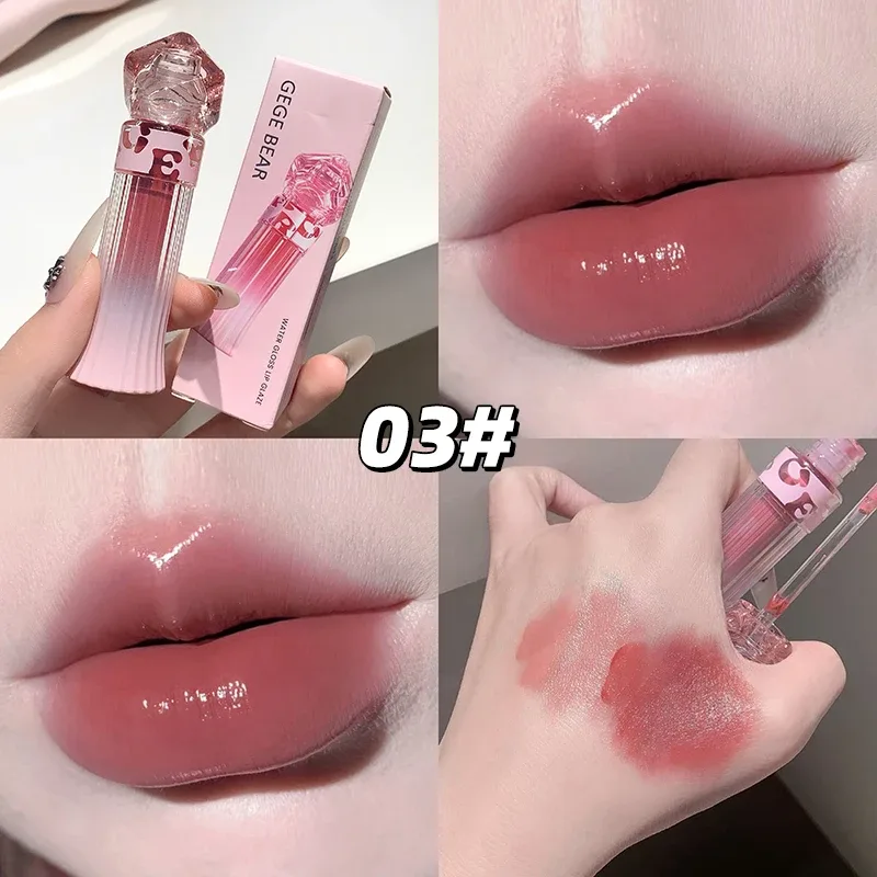 Gege Bear – ensemble de rouge à lèvres léger à l'eau, brillant à lèvres miroir, hydratant, longue durée, cadeau pour amoureux — image 8