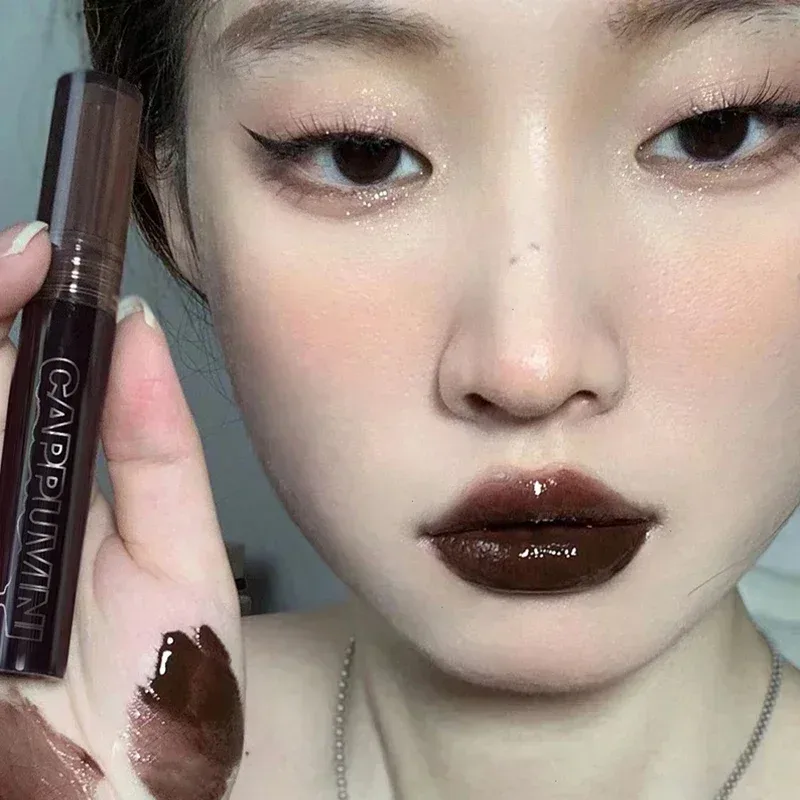 Mirror Watery Chocolate Lip Gloss Langanhaltender feuchtigkeitsspendender Crystal Jelly Lip Tint Lippenstift Nature Nude Lips Makeup Cosmetics — image 5