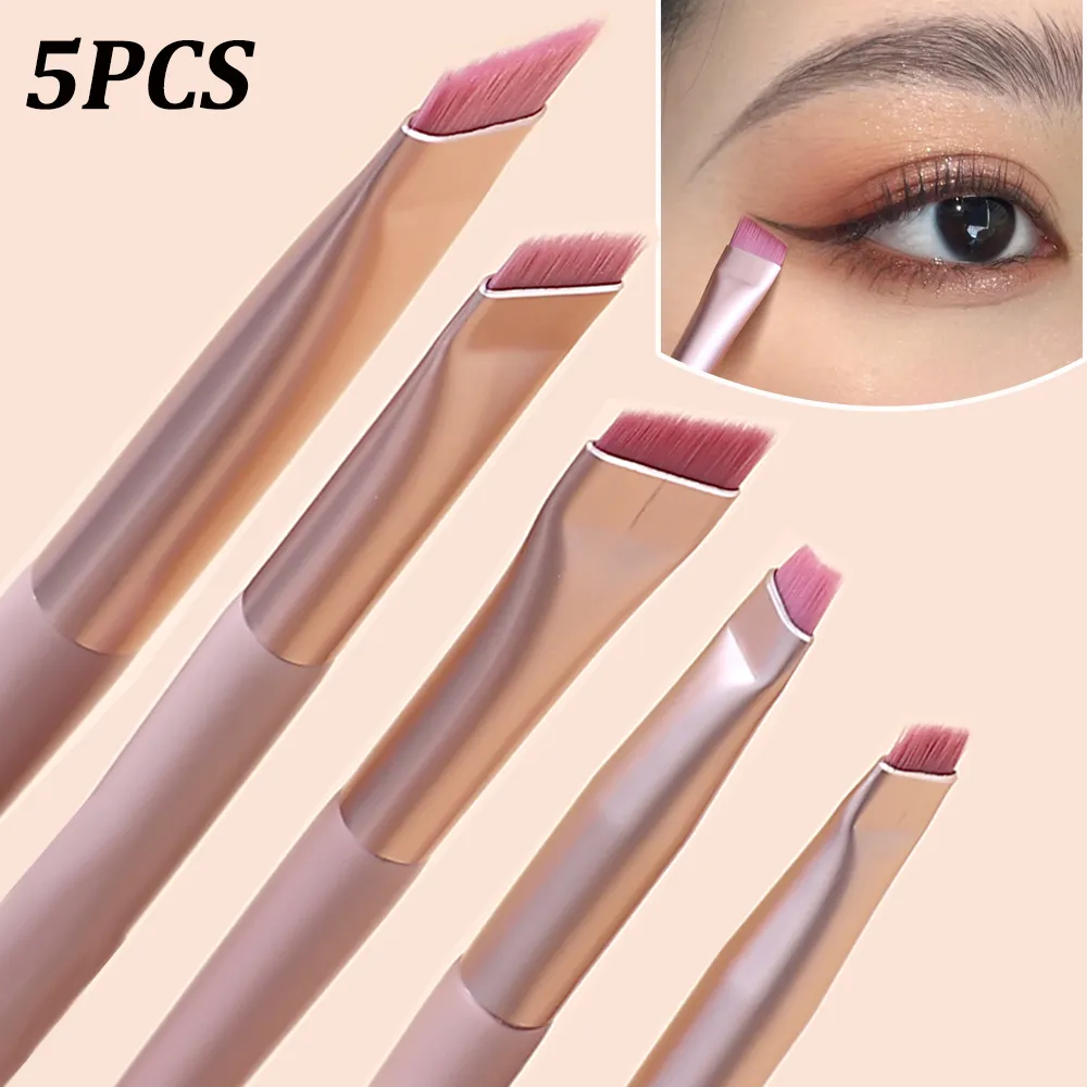 5pcs 각진 플랫 아이 라이너 브러시 부드러운 강모 눈 아래 눈썹 브러쉬 업그레이드 초박형 메이크업 브러쉬 정확한 세부 도구 — image 2