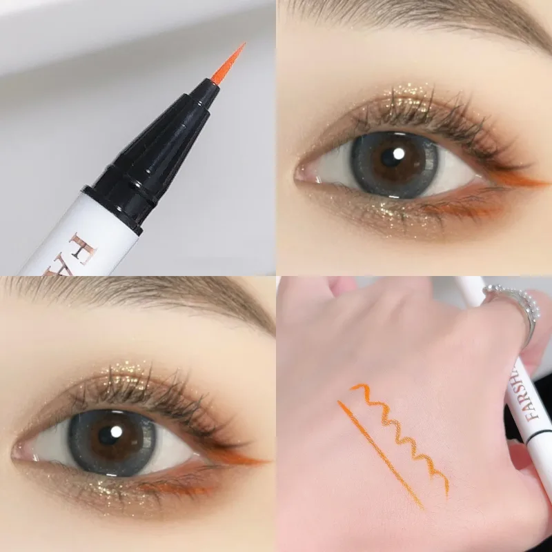 Flüssiger, mattierter, türkisfarbener Eyeliner, ultrafeiner, schwarz-weißer Eyeliner, wasserfest, einfach zu färbender, regenbogenfarbener Eyeliner, Augen-Make-up — image 13