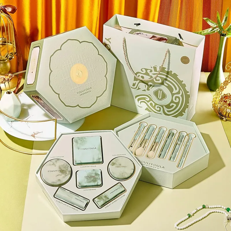 Set Solekan Angin Segar Pesona Purba Set Lengkap Kosmetik Kotak Hadiah Solekan Gaya Cina Hadiah Percutian dengan Set Berus Solek