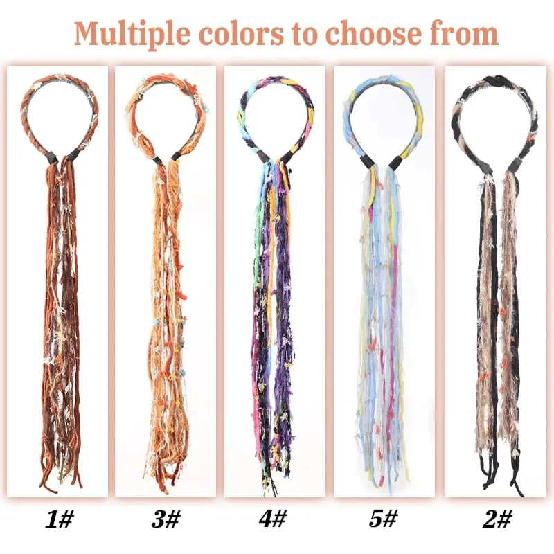 Accessorio per capelli bohemien con fascia lunga nappa colorata Maillard in peluche adatto per feste femminili — image 6