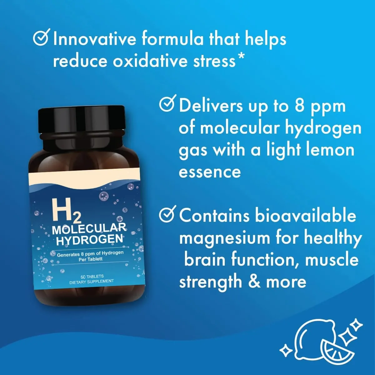 Tablet Air Hidrogen Molekul H2 Suplemen Hidrogen & Magnesium Menyokong Pengeluaran Tenaga Pemulihan Fungsi Kognitif — image 4