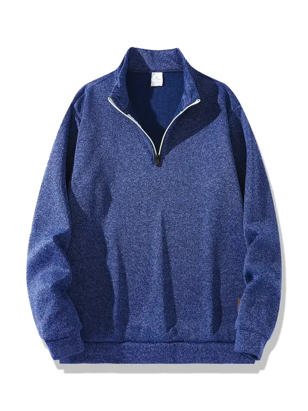 Set 2 Keping Lelaki 1/4 Zip Baju Leher Olok-olok, Pullover Bergaris Bulu dengan Cuff Berusuk Atasan Kasual Hangat untuk Pakaian Harian Musim Gugur Musim Gugur — image 3