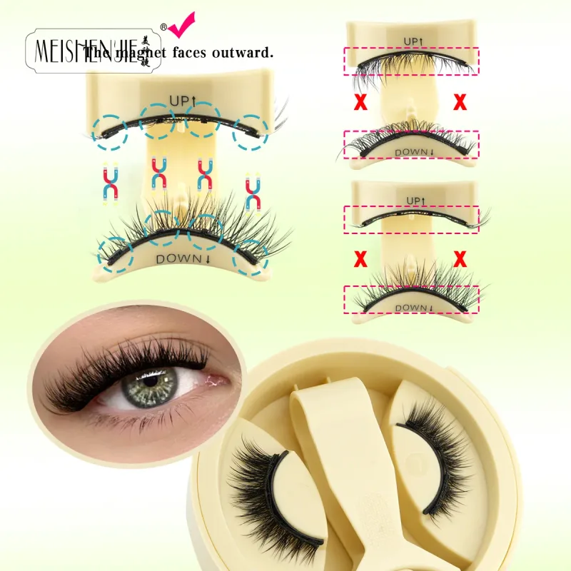 1/3 คู่ Magnetic Eye Lashes ขนตาทำด้วยมือ Soft Reusable Magnetic Lashes ดูธรรมชาติ 3D False Lashes แต่งหน้าแหนบชุด — image 26