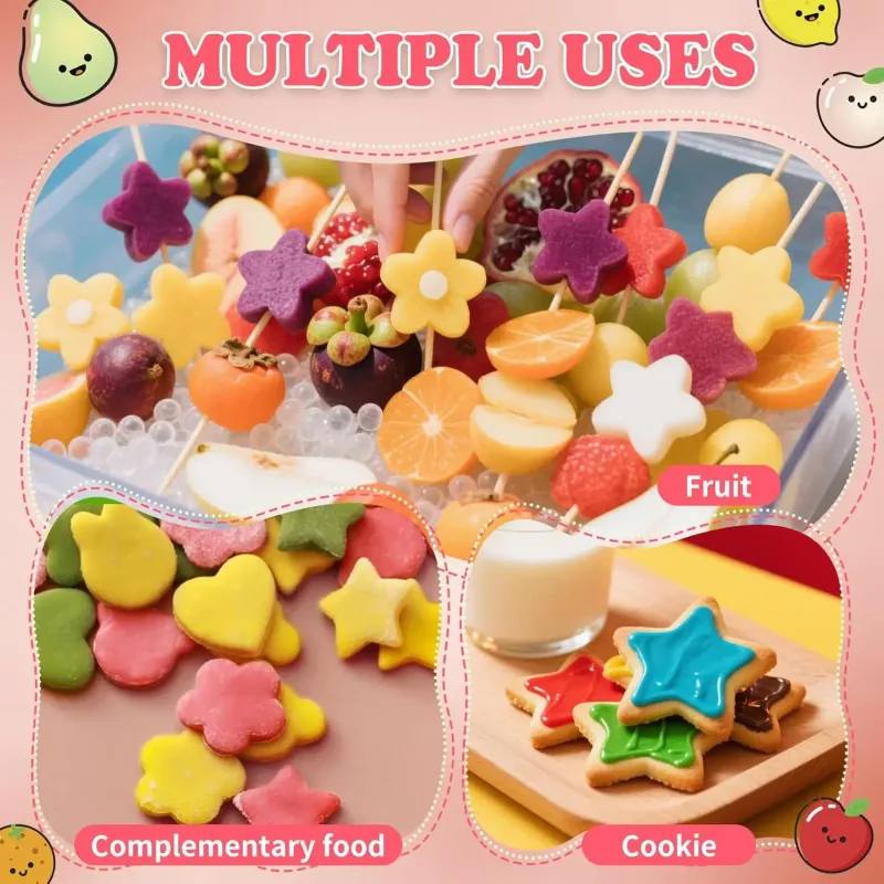 Moule de découpe de biscuits et de biscuits, impression de fruits pressés, coupe de fleurs et légumes, gaufrage de cuisine, boîte à Bento pour enfants, 3/5/8 pièces — image 4