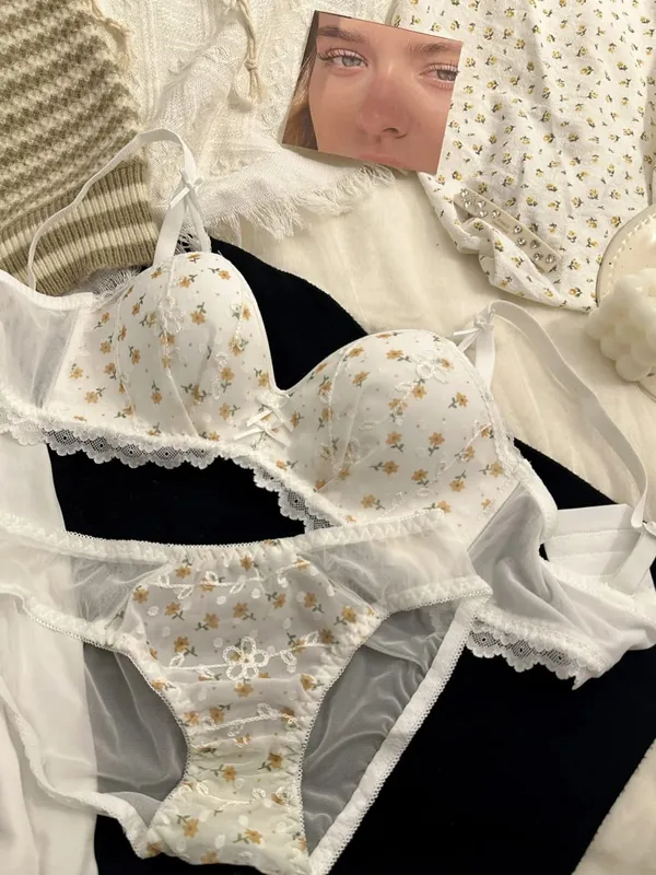 Bralette floreale sexy per reggiseno push up senza fili sul petto piccolo, intimo anti-cedimento, comfort regolabile, intimo per ragazze — image 10