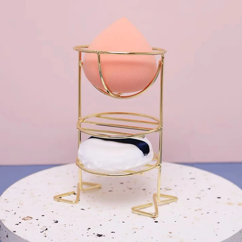 Flerlagers metallfäste Makeup Puffställ Kosmetisk hållare Blender Display Stativ Legering Torkkraft Smink Svampverktyg — image 3