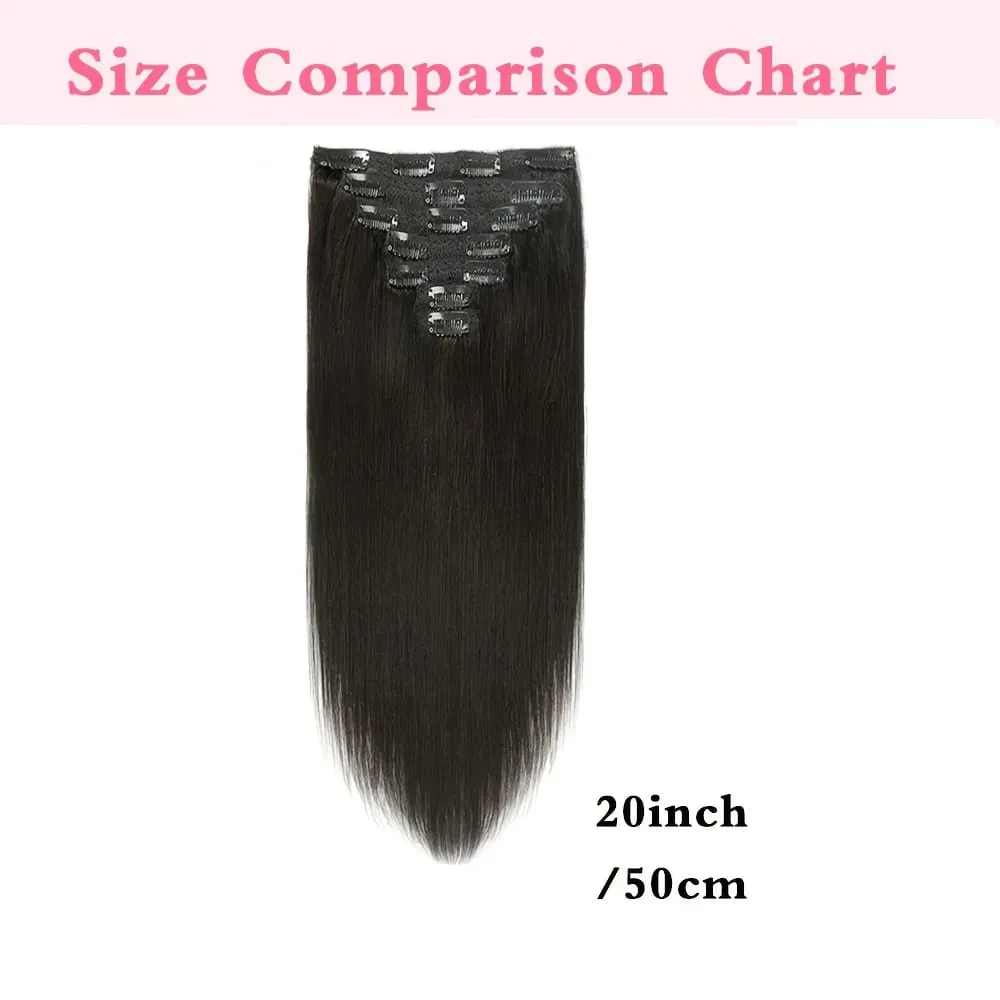 20 "ตรงยาวสุด 7 ชิ้นชุดหนาคลิปต่อผมตรงเต็มหัวสีดำสำหรับผู้หญิงสังเคราะห์ผม — image 2