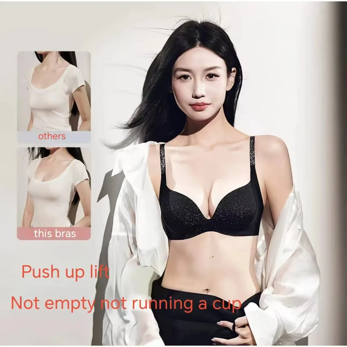 เซ็กซี่ Rhinestone Push Up Bra สำหรับผู้หญิงที่มีสายรัดไหล่ปรับได้ไม่มีรอยต่อ Anti-sagging ชุดชั้นใน — image 5