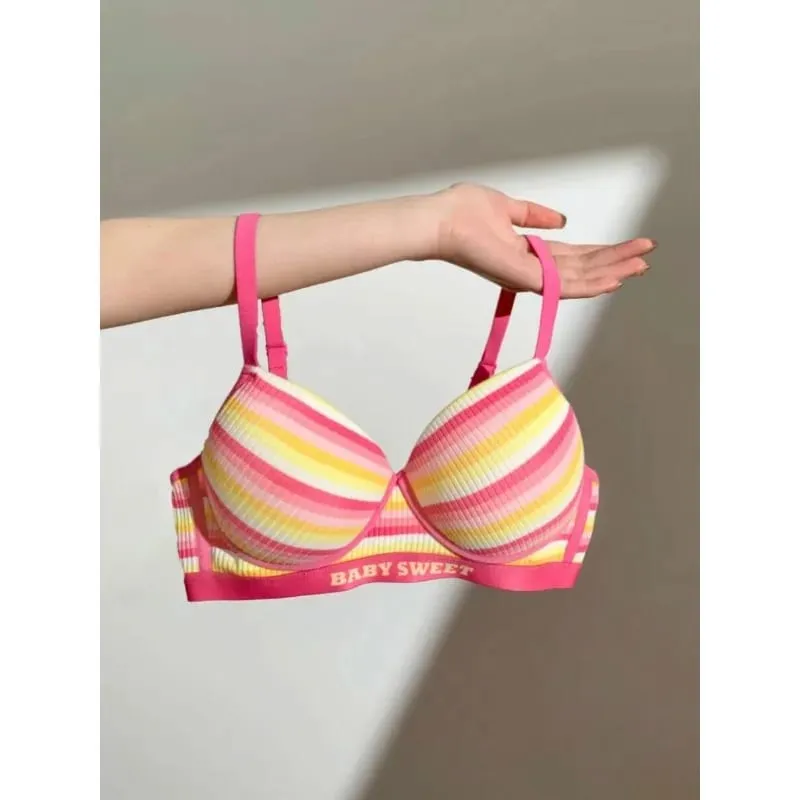 Set reggiseno senza cuciture per donna Bralette modellante a righe arcobaleno Lingerie anti-cedimento e sollevamento busto piccolo vestibilità S-XL — image 2