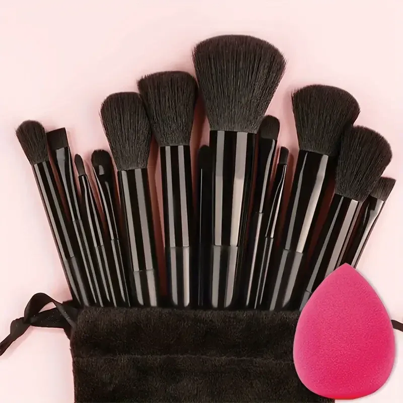 Professiona 13PCS Set Berus Mekap Foundation Eyeshadow Blush Powder Campuran Kosmetik Gebu Lembut Set Lengkap Alat Solekan Wanita