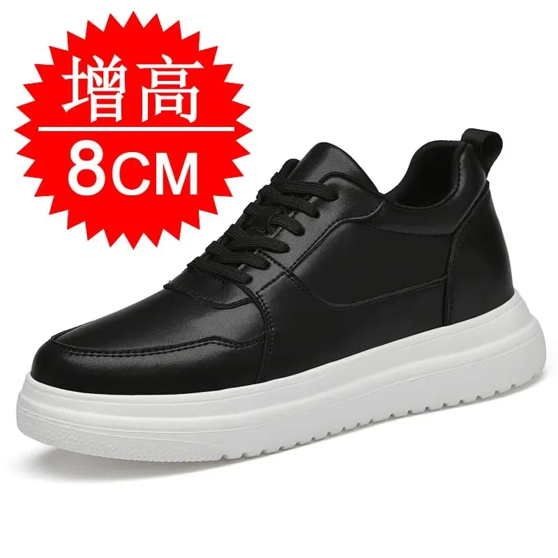 Plus Size37-46 Lift Sneakers Man Elevator Shoes Height Increase Insole 8cm White Black Taller Shoes Men Leisure Fashion sneakers