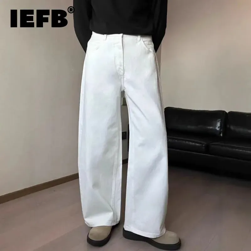 New Summer Men's Jeans Solid Color Simple Wide Leg Trousers Washing Cleanfit Straight Male Denim Pants Streetwear 9W2249 — image 2