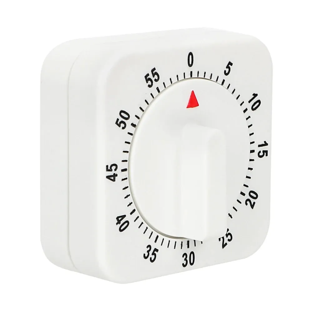 Mechanischer Timer, Küchenutensilien, weißes Quadrat, Kochutensilien, 60 Minuten, Küchentimer, Countdown-Alarm, Erinnerung — image 3