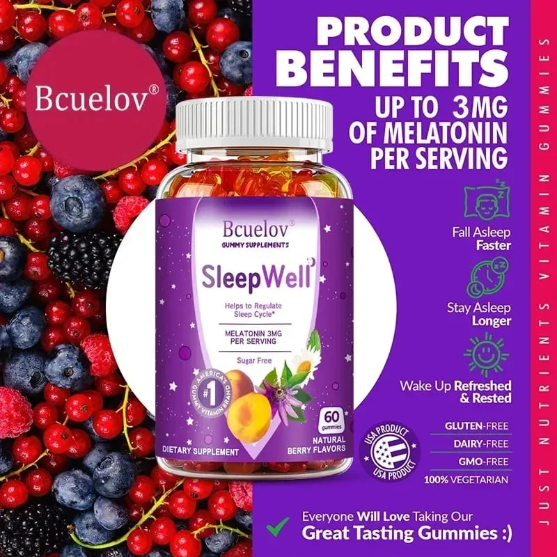 Melatonin Gummies 3 Mg - Fall Asleep Naturally Fight Insomnia Support Immunity Improve Rest Quality and Sleep Cycles — image 2