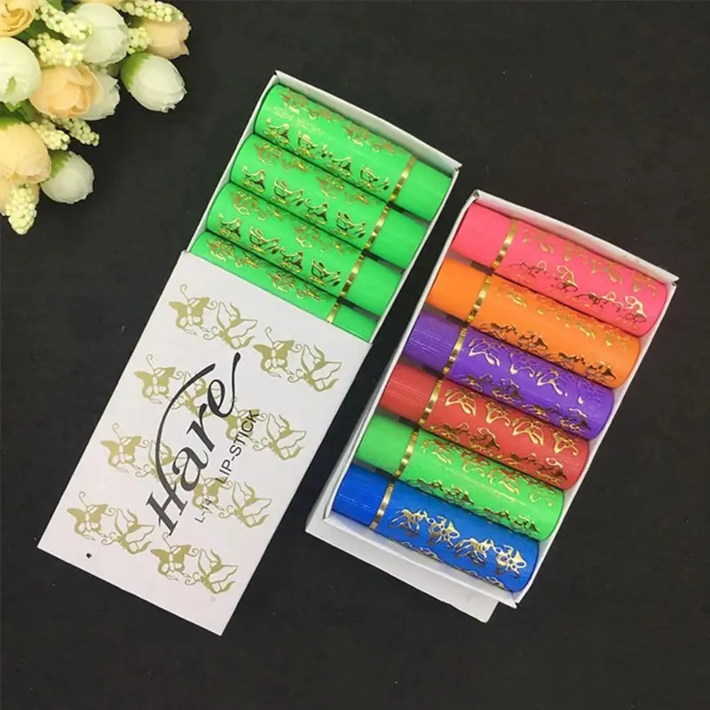 Farveskiftende læbestift Langtidsholdbar balsam Mørkegrøn Magic Lipgloss Butterfly Lip Tint Kosmetik Makeup Læbestift 6 stk/sæt — image 1