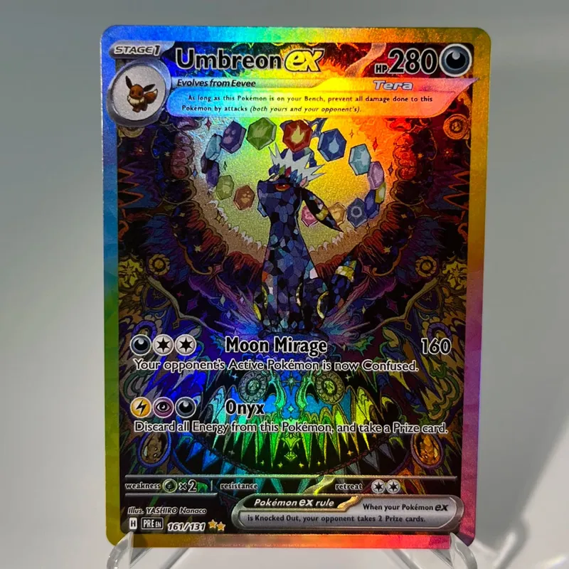 Kad PKM Prismatic Evolutions PTCG5-A GX Rainbow Umbreon Sylveon Leafeon ex Rare Collection Battle Toys Hadiah untuk Hobi — image 24