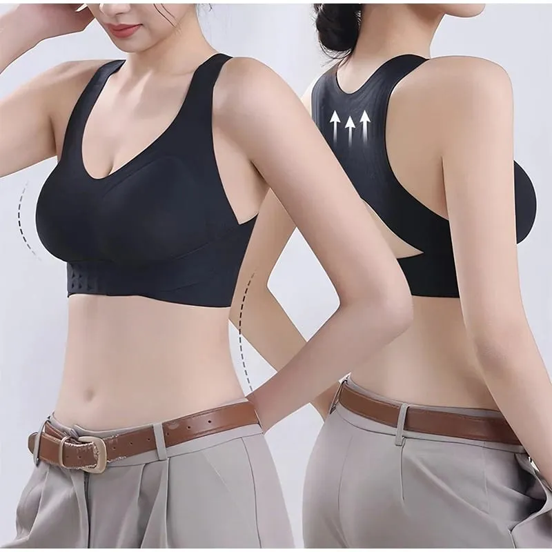 Front Buckle Cross Seamless Bra Anti-sag Gathering Push-up Coat Comfortable Sports Yoga Fitness Bra With Cross Back Support — image 3