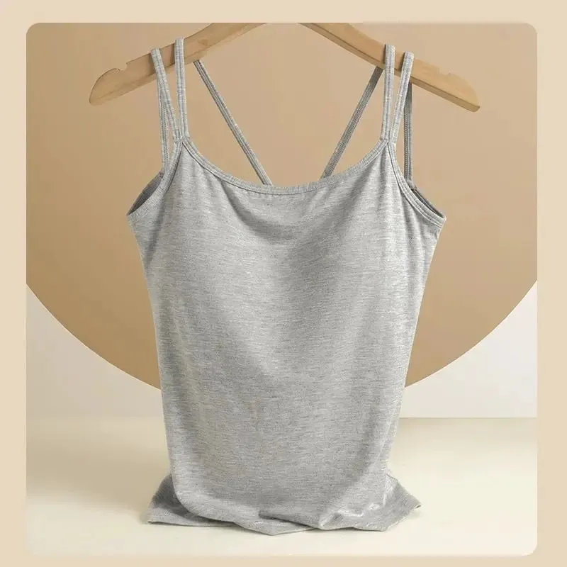Atasan Kamisol Modal untuk 40-100Kg Ukuran Besar dengan Rompi Suspender Terintegrasi Bantalan Dada untuk Wanita Tank Top Pakaian Dalam Dasar — image 13