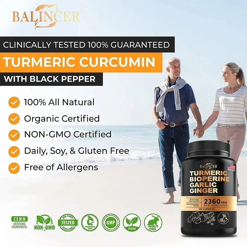 Curcumine de curcuma avec poivre noir pour une absorption optimale Meilleur supplément végétalien pour le soutien des articulations — image 5