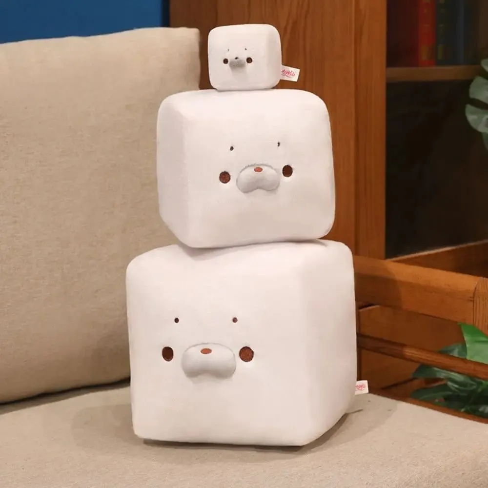 かわいいアザラシ表現ぬいぐるみおもちゃ正方形柔らかい豆腐型クッション豆腐型バッグチャーム家の装飾