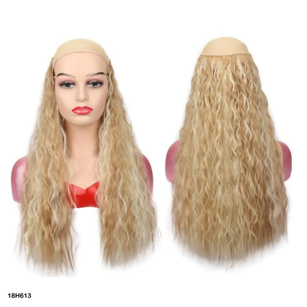 Extensions de cheveux synthétiques bouclés pince en une seule pièce 4Clips postiches longues vague profonde pour les femmes usage quotidien accessoire de cheveux de fête — image 15