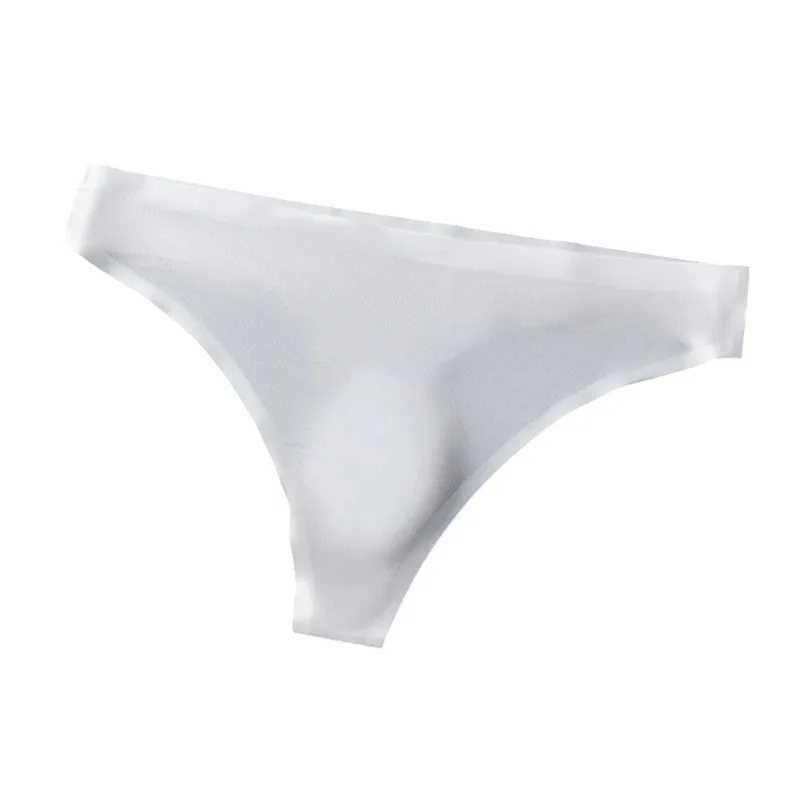 ผู้ชายไม่มีรอยต่อผ้าไหมน้ำแข็งชุดชั้นใน G-String 3D Bulge POUCH Low-RISE T-Back Thongs Low RISE Men กางเกงบิกินี่ U กระเป๋าชุดชั้นใน