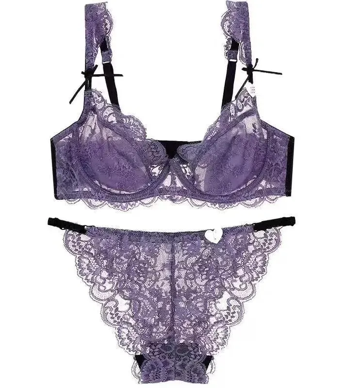 Lace Minimizer BH Ultra tynd svamp gratis wirefree sømløs fuld dækning buste push up komfort lingeri sæt BANERDANNI — image 4