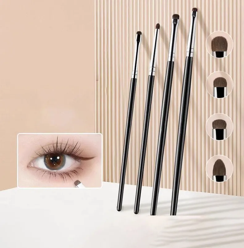 Set Berus Pembayang Mata 2/4pcs Penyerlah Kelopak Mata Rambut Kuda Lembut Berbaring Berus Mekap Ulat Sutera Alat Mekap Mata — image 2