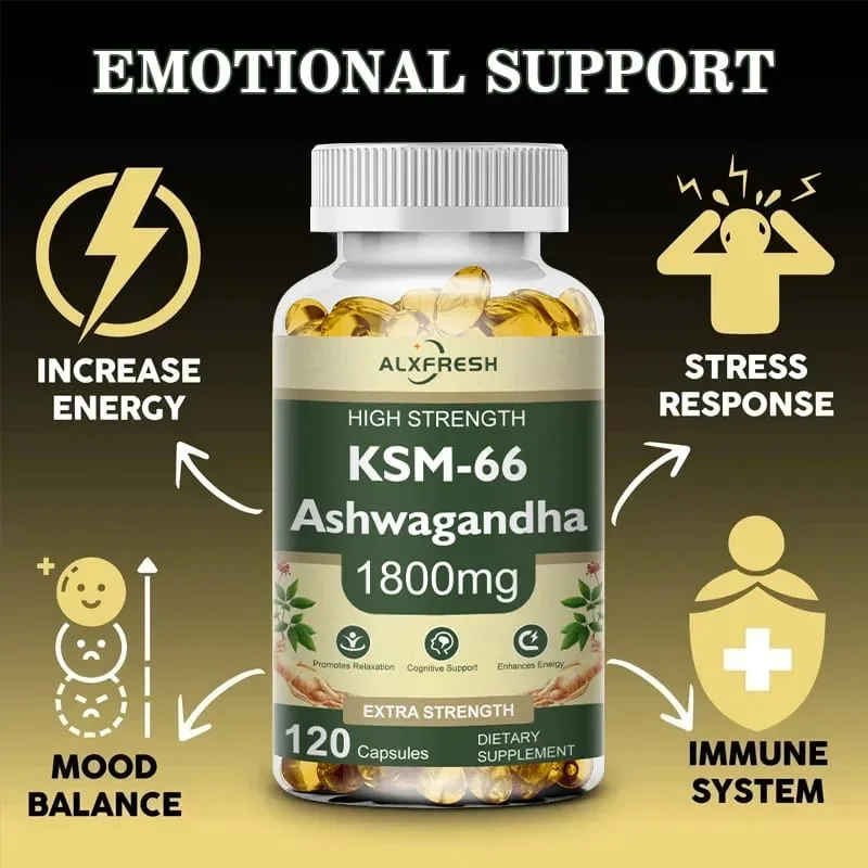 Capsule di Ashwagandha per alleviare lo stress Concentrarsi sull'energia cerebrale Supporto per la salute del sonno — image 4