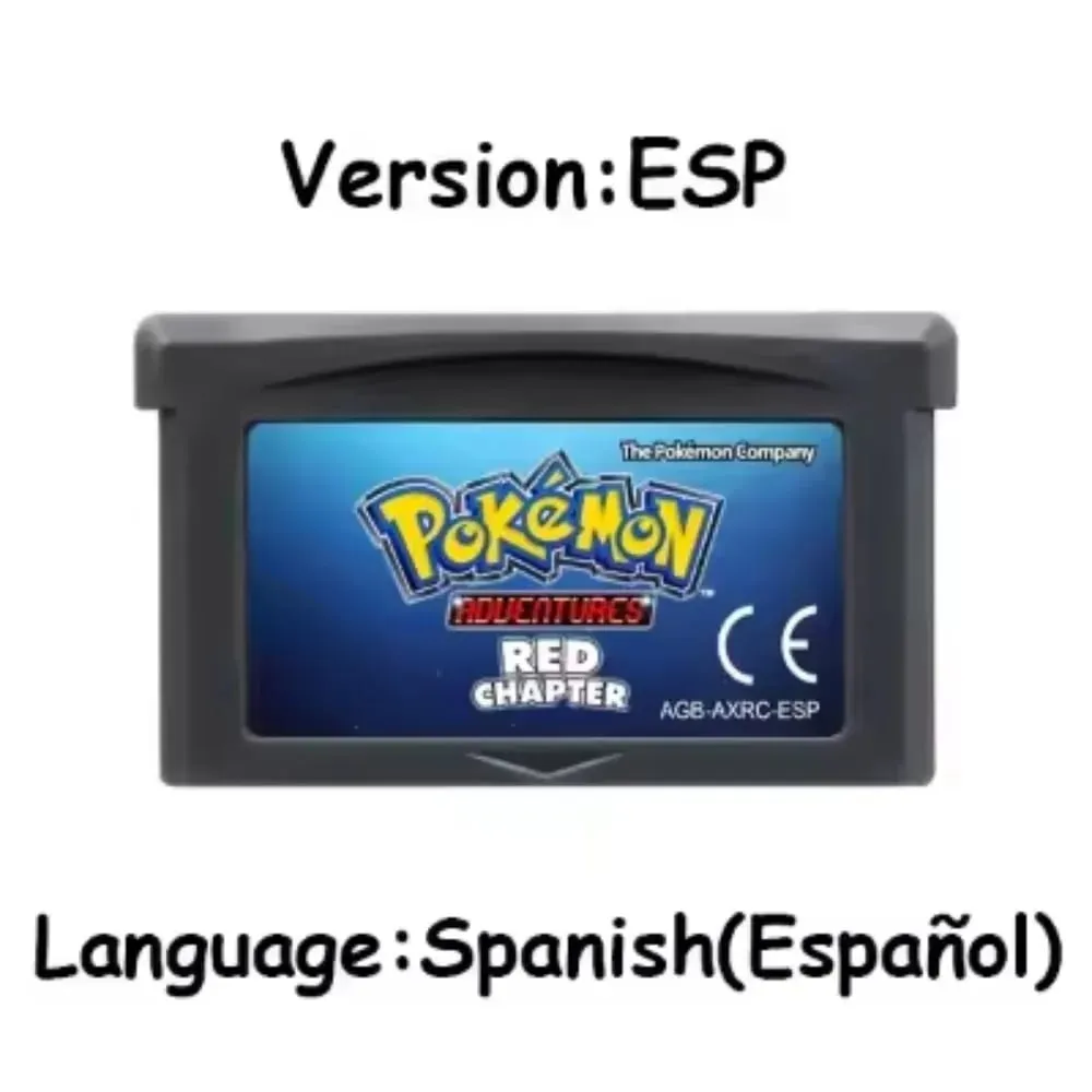 GBA Pokemon Game Cartridge 32-Bit Video Game Console Card AshGray Liquid Crystal Light Platinum Moemon Emerald English Language — image 6
