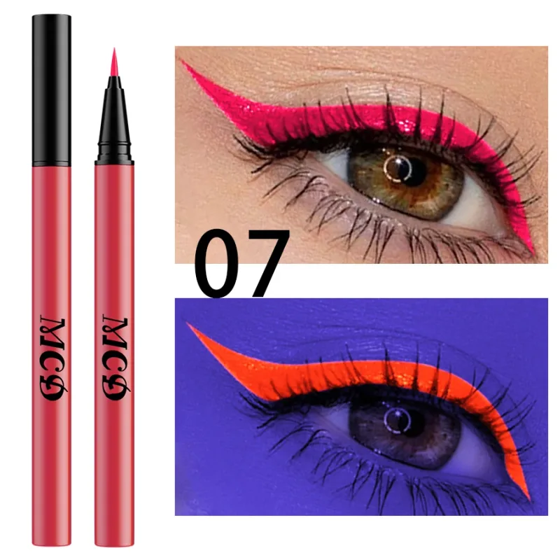 1PC UV Light Neon อายไลเนอร์ปากกาแต่งหน้าสีฟ้าสีเขียวกันน้ำสี Eye Liner ดินสอ Make Up เครื่องสำอางสีเหลืองสีม่วง — image 13