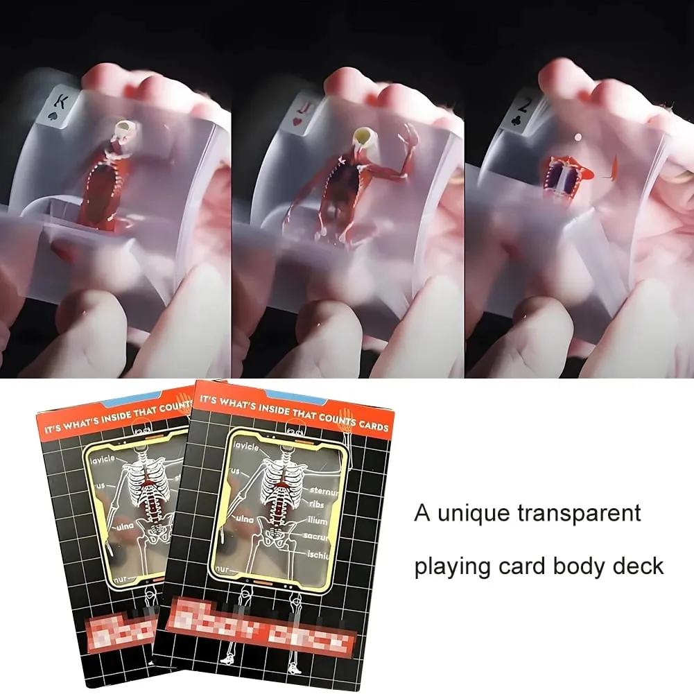 Body Deck การ์ดนำกลับมาใช้ใหม่โปร่งใสเล่นการ์ด Multi-Purpose Human Anatomy เล่นการ์ดสำหรับของขวัญเพื่อน — image 2