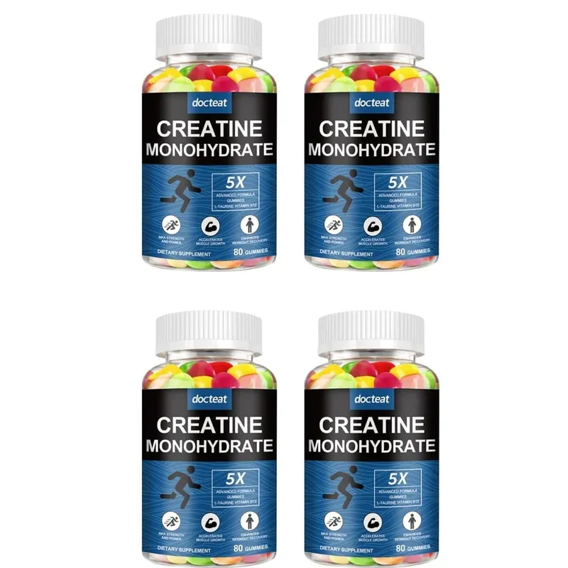 Docteat Creatine Monohydraat Gummies Kauwbaar voor kracht en kracht Ondersteunt spiergroei en trainingherstel 80 Gummies