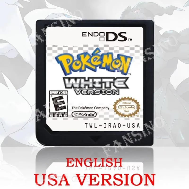 (USA EUR AUS) pokemon สีดำสีขาว 1/2 รุ่นคุณภาพสูงแท้ 1:1 แบบจำลอง DS เกมสำหรับ DS 2DS 3DS คอนโซล