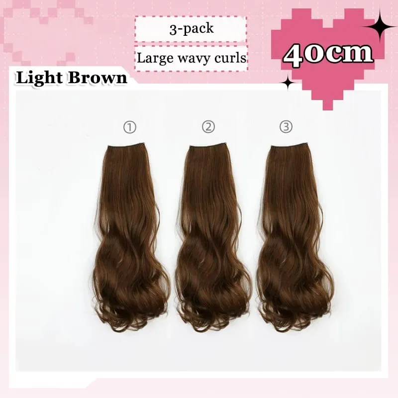 3 Teile/satz 6Clips Haar Verlängerung Schwarz Lange Große Wellenförmige Locken Natürliche Haar Haarteil Hitzebeständige Faser Für Frauen Frisur — image 8