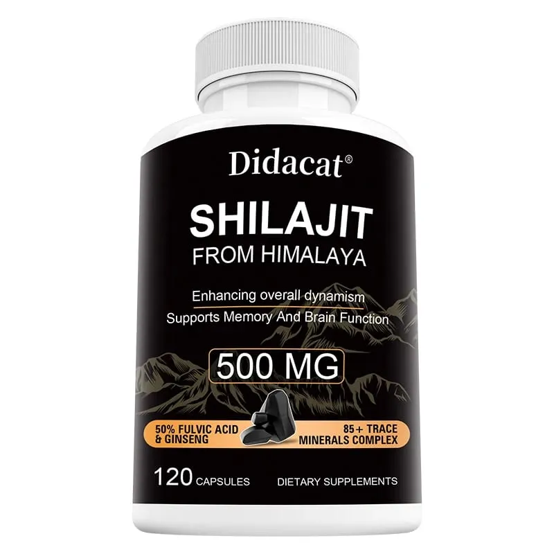Shilajit with Ginseng Extract 500 Mg Helps Improve Overall Vitality Memory & Brain Function 85+ Trace Mineral Complex